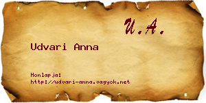 Udvari Anna névjegykártya